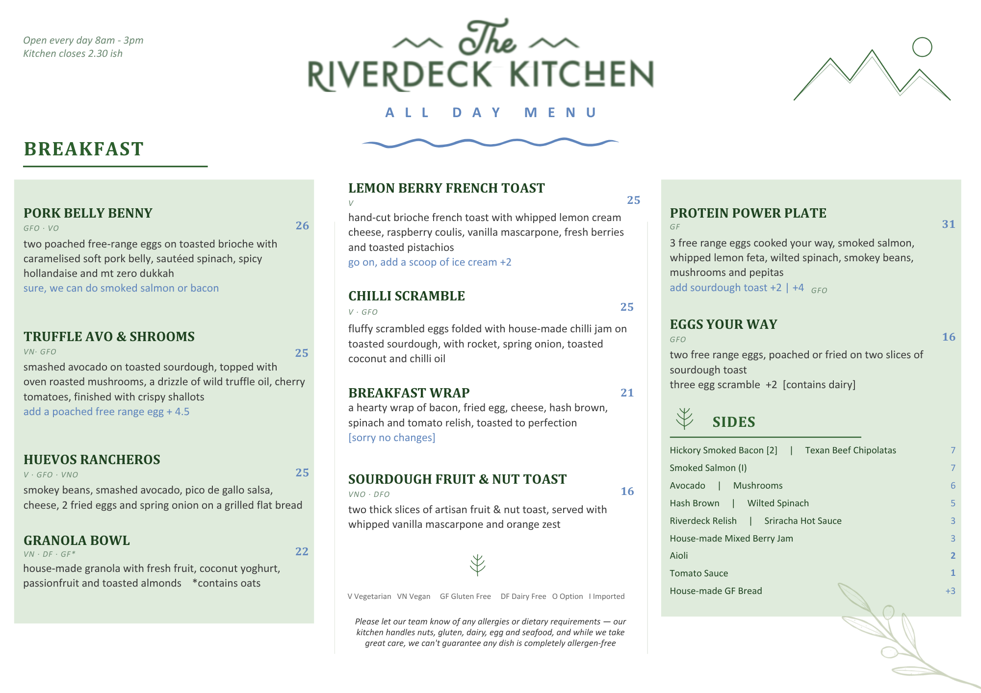 Summer Menu Page 1