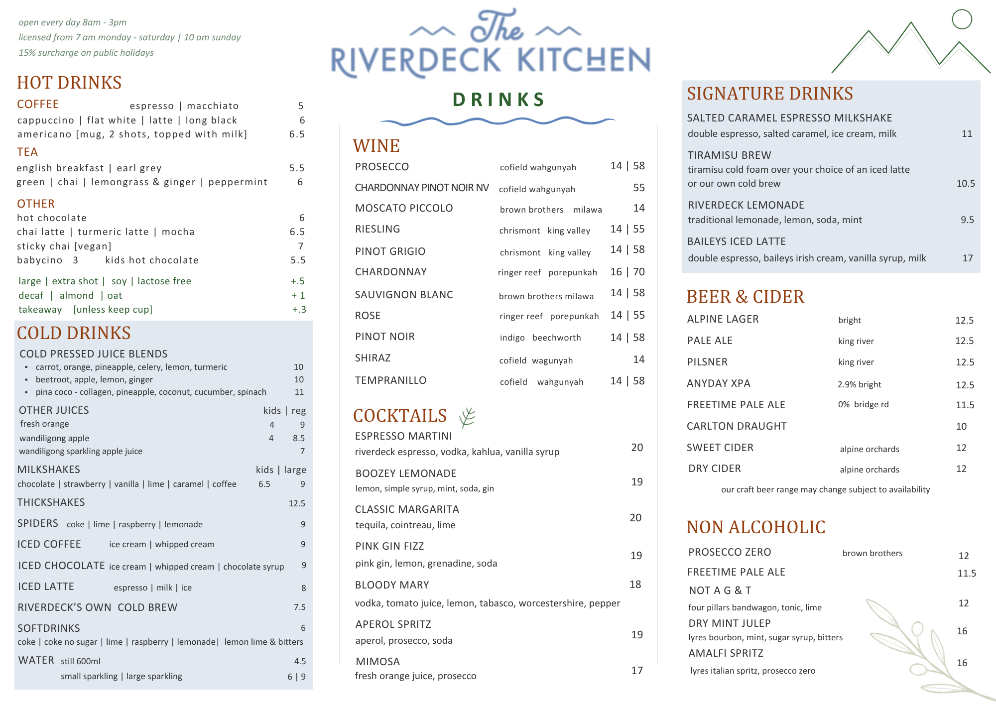 Summer Drinks Menu 2026